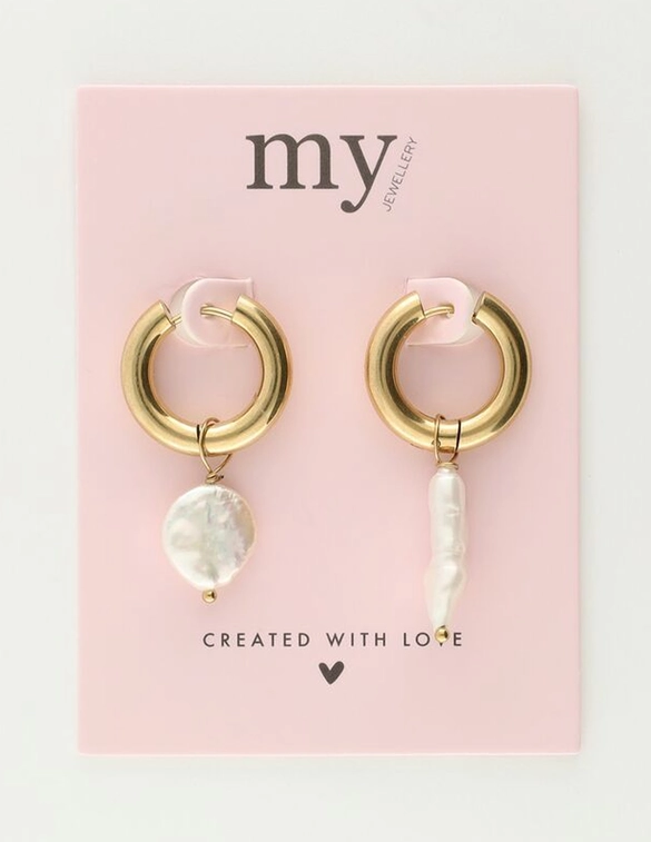 My Jewellery Earring Hoop Pearls 2 Sizes Mj09710 Goud Kopen Bij The Stone