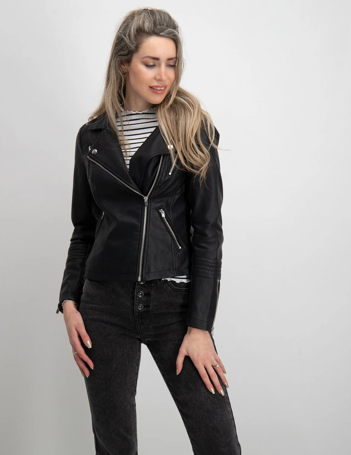 only gemma faux leather biker otw noos