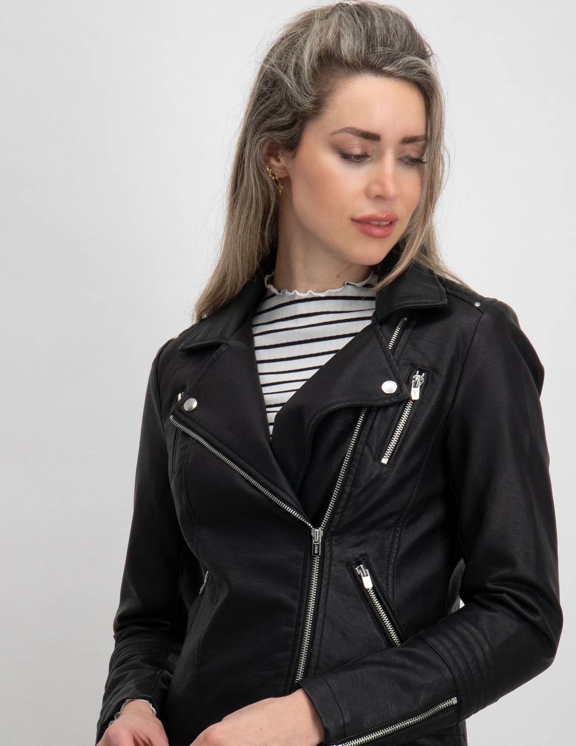 only gemma faux leather biker otw noos