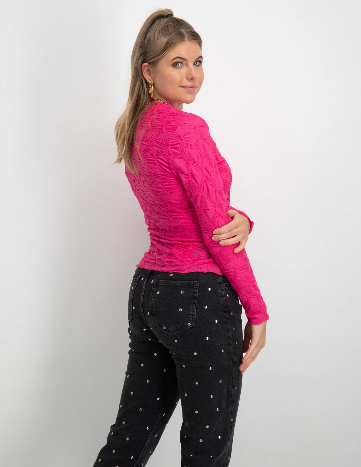 Only ONLNORA L/S STRUCTURE 15307074 The JRS bij kopen roze TOP Stone