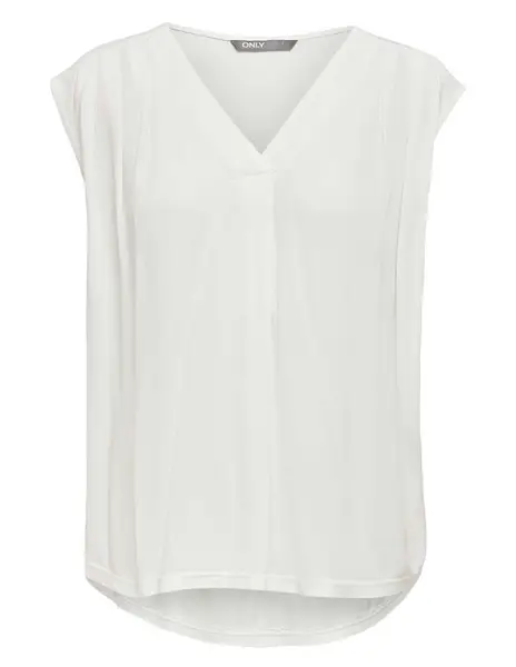 Only Onlroberta S S V Neck Top Noos Wvn Wolwit Ecru Kopen Bij The Stone